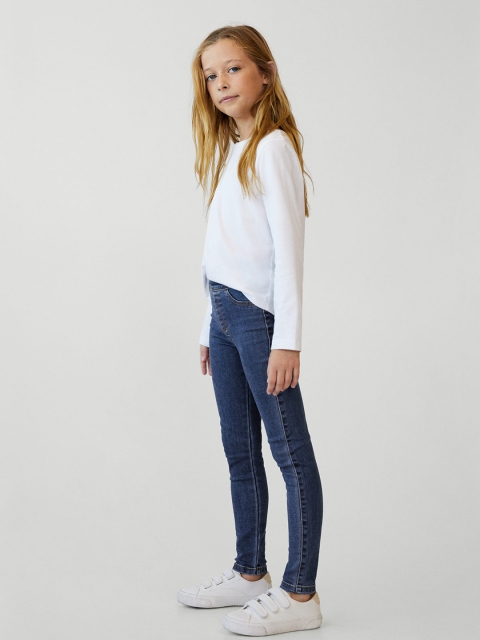 

Mango Kids Girls Blue Solid Denim Jeggings