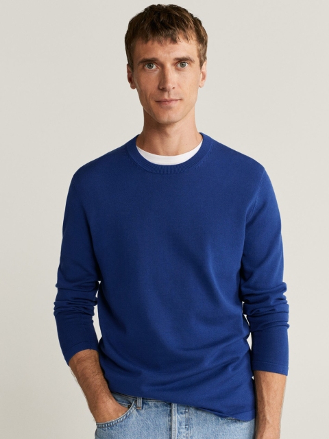 

MANGO MAN Blue Sustainable Solid Sweater