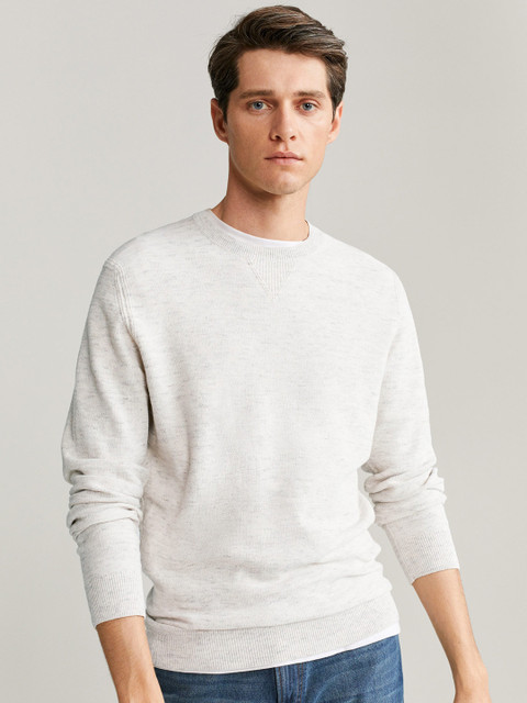 

MANGO MAN Grey Melange Sustainable Solid Sweater