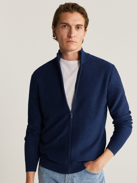 

MANGO MAN Navy Blue Sustainable Solid Cardigan
