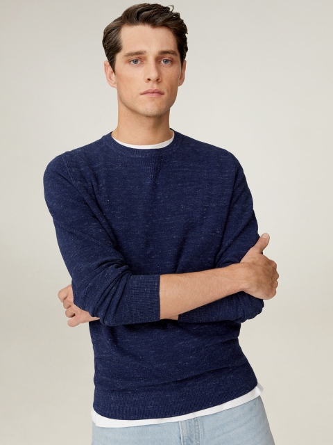 

MANGO MAN Navy Blue Sustainable Solid Sweater