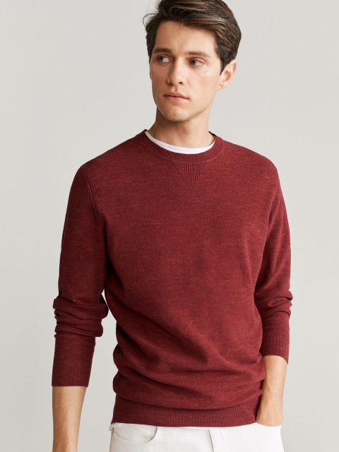 

MANGO MAN Maroon Sustainable Solid Sweater