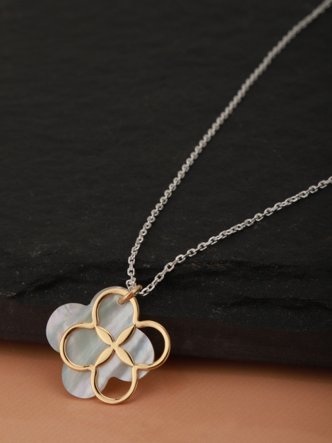 

Carlton London Silver-Toned & Gold-Toned Rhodium Plated Necklace