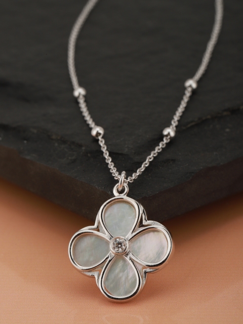 

Carlton London Silver-Toned Rhodium Plated CZ-Studded Necklace