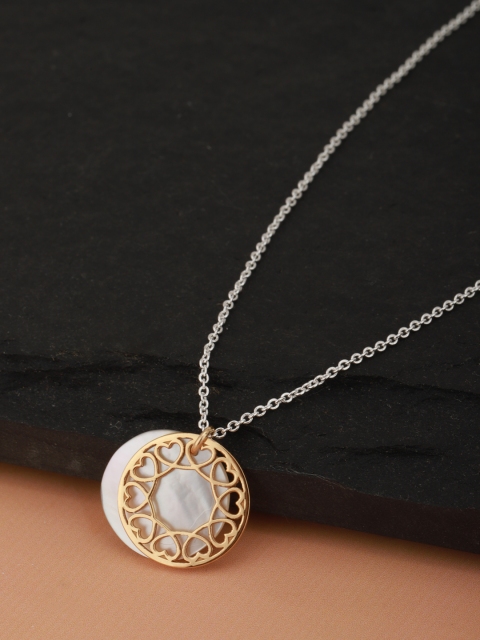 

Carlton London Silver-Toned & Gold-Toned Rhodium Plated Necklace