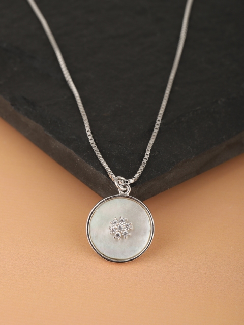 

Carlton London Silver-Toned Rhodium Plated CZ-Studded Necklace