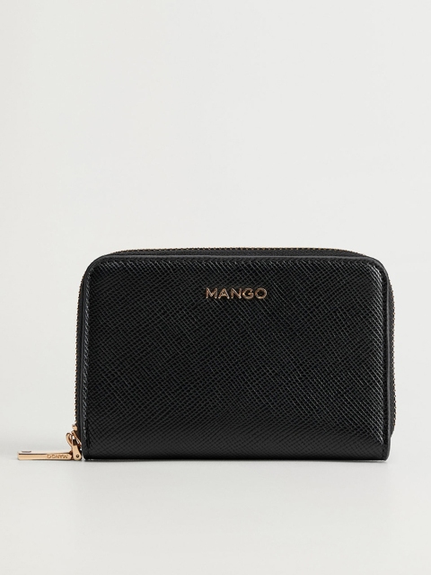 

MANGO Women Black Solid Zip Around Wallet