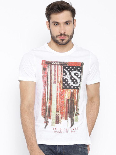 

American Swan White Graphic Print T-shirt