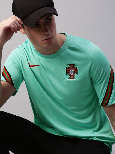 

Nike Men Sea Green Solid Portugal Football Round Neck T-shirt