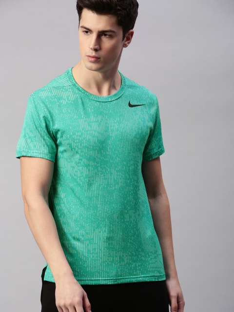 

Nike Men Sea Green Self Design Training Dri-Fit Round Neck T-shirt