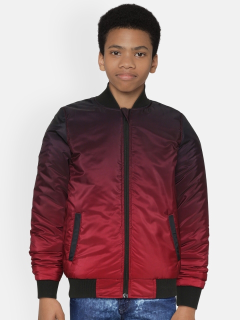 

Provogue Boys Maroon & Black Tie & Dye Bomber Jacket