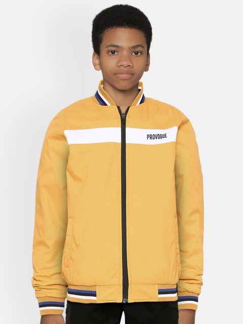 

Provogue Boys Yellow & White Solid Bomber Jacket