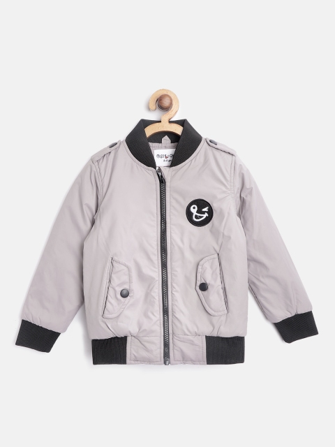 

Miss & Chief Boys Grey Solid Bomber Jacket