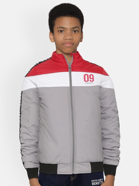 

Provogue Boys Grey & Red Colourblocked Bomber Jacket