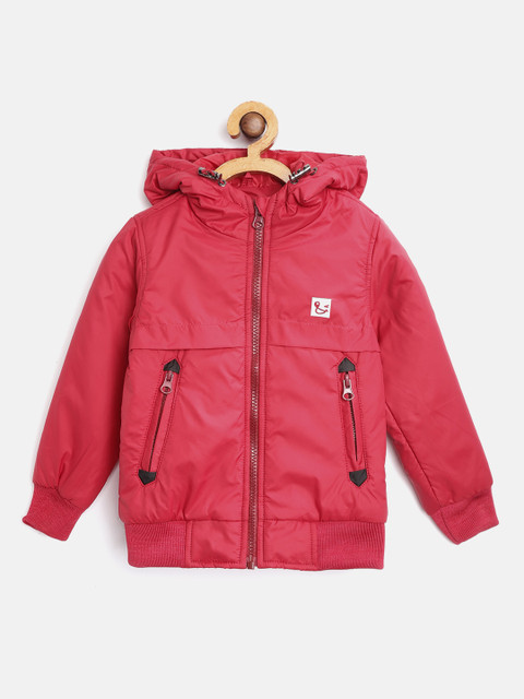 

Miss & Chief Boys Red Solid Hooded Bomber Jacket