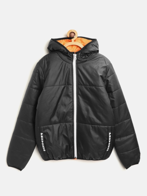 

Provogue Boys Black Solid Hooded Padded Jacket