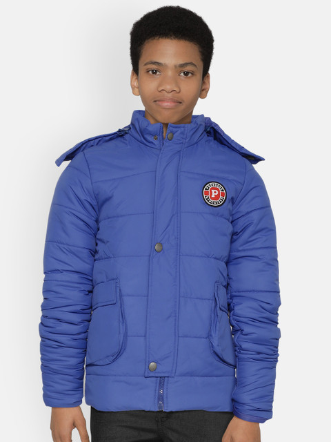 

Provogue Boys Blue Solid Padded Jacket with Detachable Hood