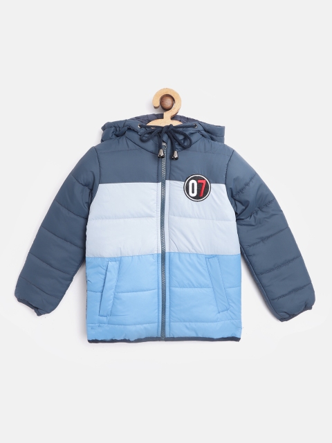 

Miss & Chief Boys Blue Colourblocked Hooded Padded Jacket