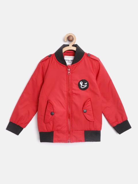 

Miss & Chief Boys Red Solid Bomber Jacket