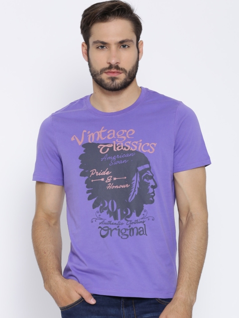 

American Swan Purple Graphic Print T-shirt