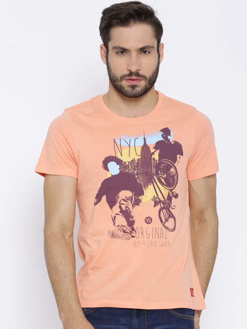 

American Swan Light Orange Graphic Print T-shirt