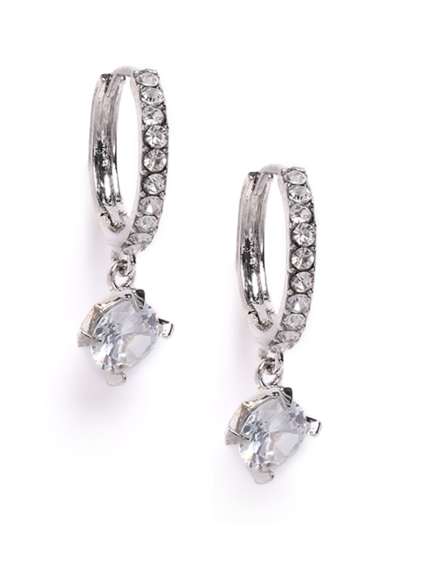 

YouBella Silver-Plated Stone-Studded Circular Hoop Earrings
