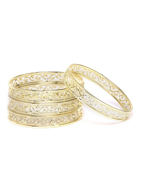 

YouBella Set of 4 Gold-Plated Floral Cut Out Detail Bangles