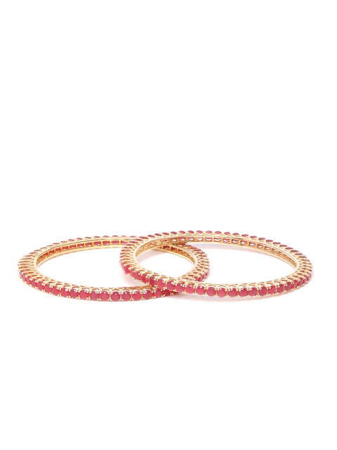

YouBella Set of 2 Magenta Gold-Plated Stone-Studded Bangles