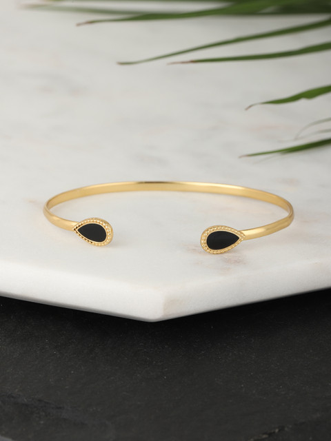 

Carlton London Black Gold-Plated Enamelled Cuff Bracelet