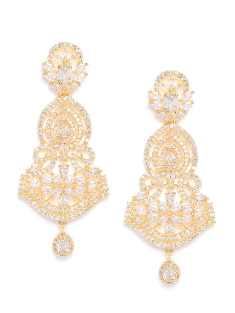 

Carlton London Gold-Plated AD Studded Classic Drop Earrings