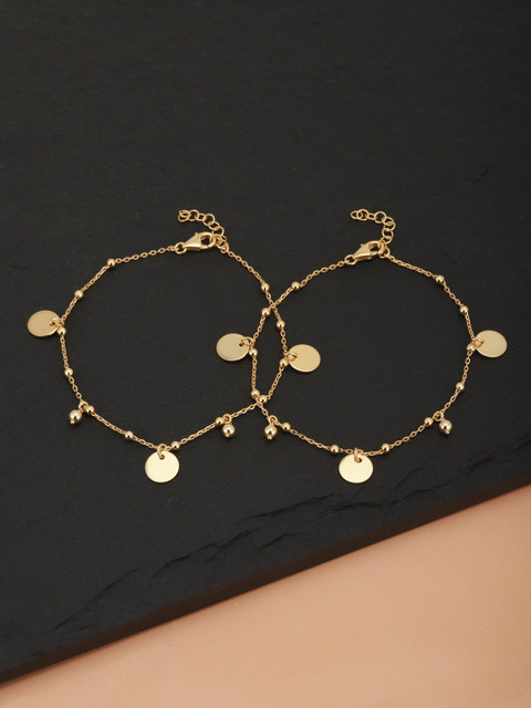 

Carlton London Set of 2 Gold-Plated Beaded Anklets