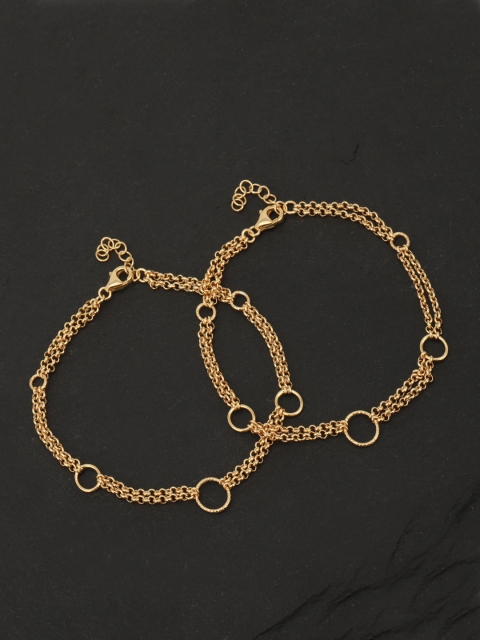 

Carlton London Set of 2 Gold-Plated Circular Link Anklets