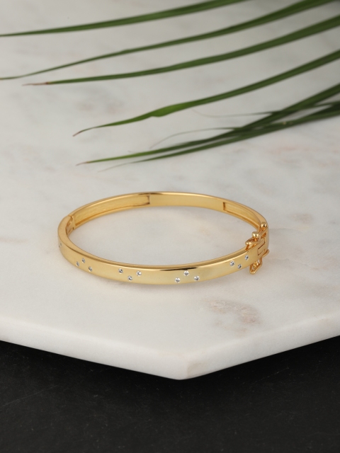 

Carlton London Gold-Plated CZ-Studded Bangle-Style Bracelet