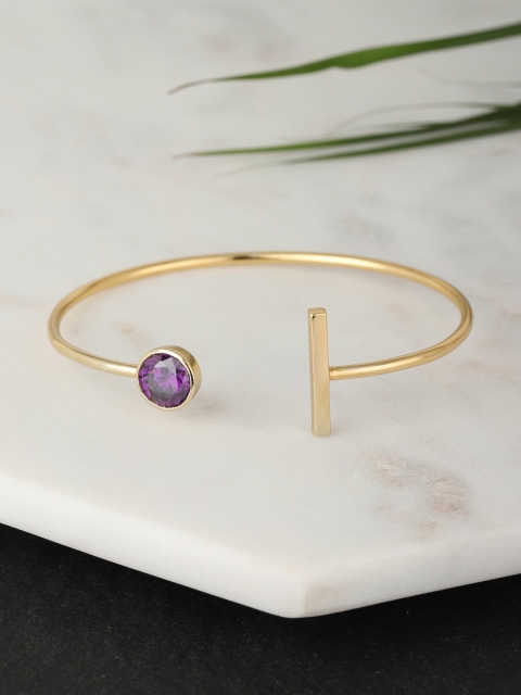 

Carlton London Purple Gold-Plated Amethyst-Studded Cuff Bracelet