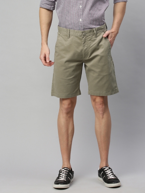 

Harvard Men Olive Green Solid Regular Fit Chino Shorts