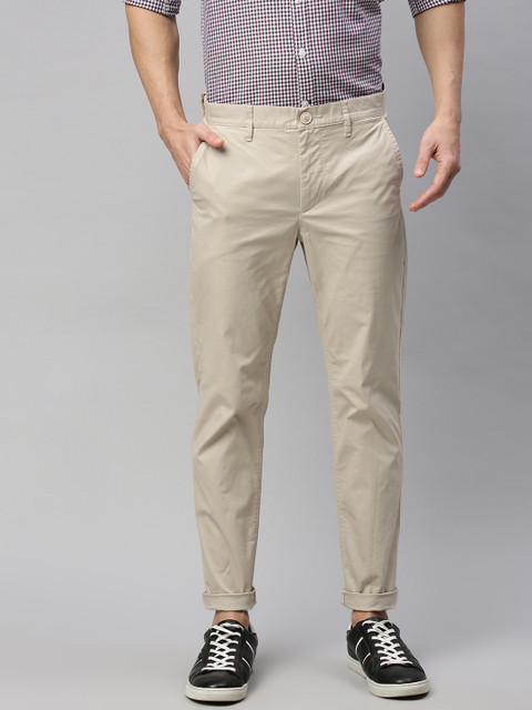 

Harvard Men Beige Regular Fit Solid Chinos