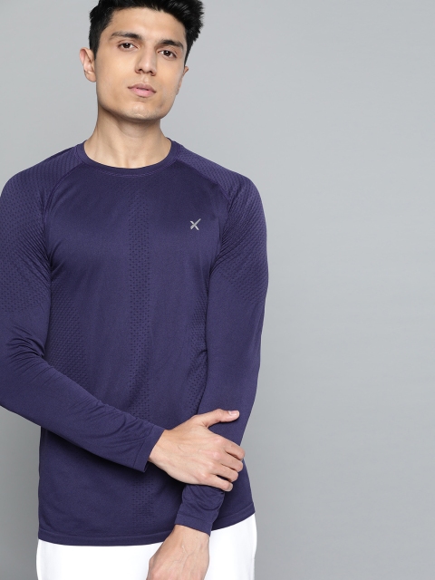 

HRX by Hrithik Roshan Men Blue Rapid-Dry Self Design Round Neck Training T-shirt