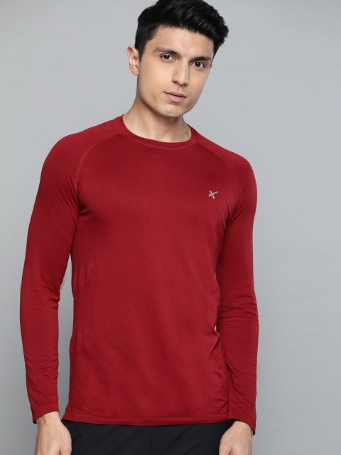 

HRX by Hrithik Roshan Men Maroon Rapid-Dry Solid Round Neck Training T-shirt