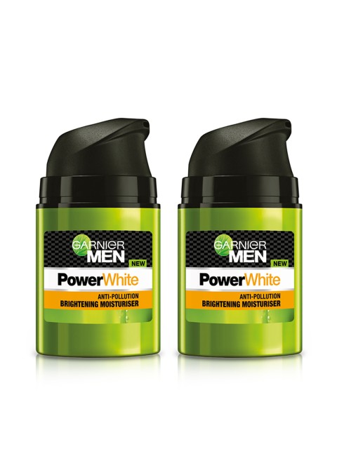 

Garnier Men Pack Of 2 Power White Anti-Pollution Brightening Moisturiser, Grey