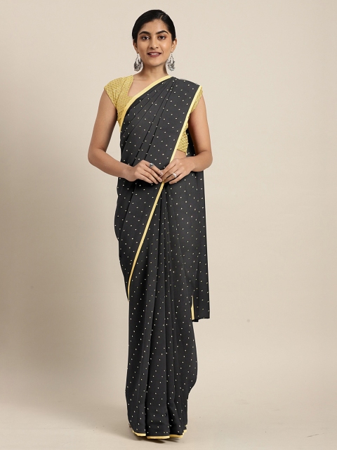

KALINI Black & Golden Poly Chiffon Embellished Saree