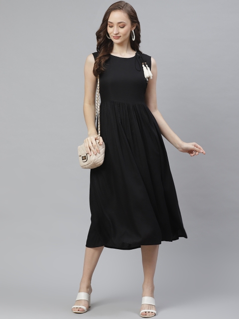 

Bhama Couture Women Black Self Design A-Line Dress