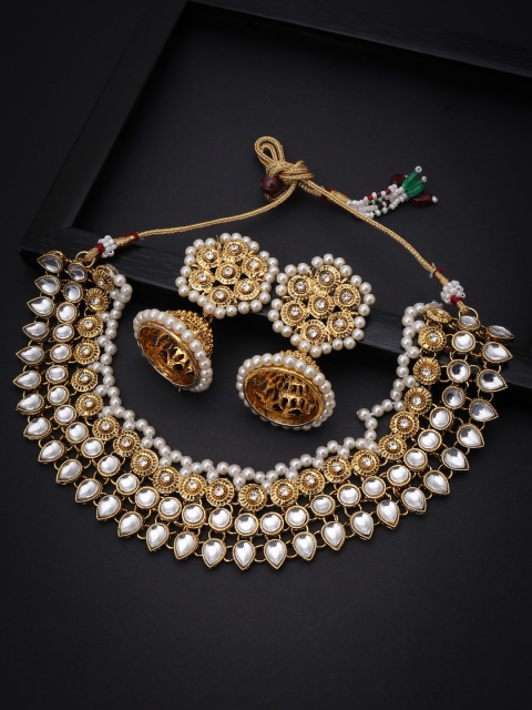 

Sukkhi Gold-Plated White Kundan-Studded Pearl Jewellery Set