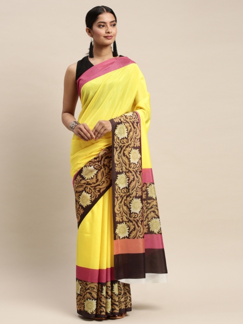 

DIVASTRI Yellow Solid Silk Blend Saree