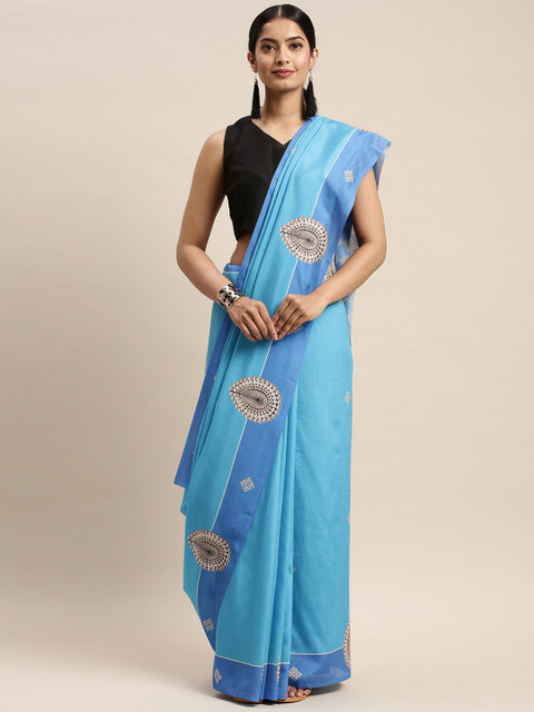

DIVASTRI Blue Printed Silk Blend Saree