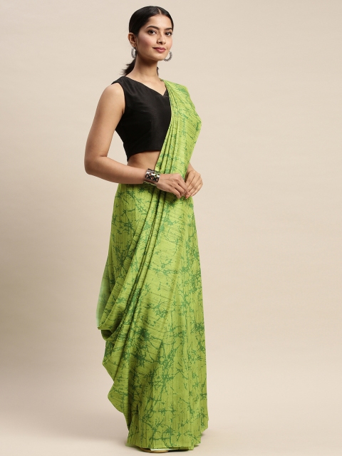 

DIVASTRI Lime Green Printed Silk Blend Saree