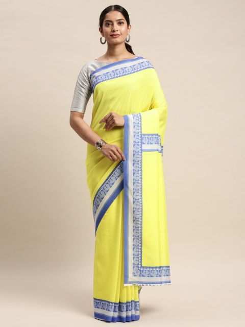 

DIVASTRI Yellow Silk Blend Solid Saree