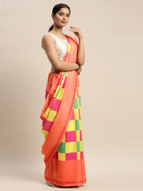 

DIVASTRI Yellow & Pink Silk Blend Printed Saree