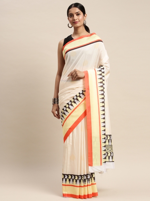 

DIVASTRI White Printed Silk Blend Saree