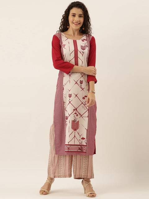 

Tikhi Imli Women Maroon & Beige Printed Straight Kurta