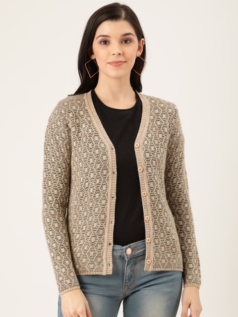 

Pierre Carlo Women Beige Self Design Cardigan Sweater